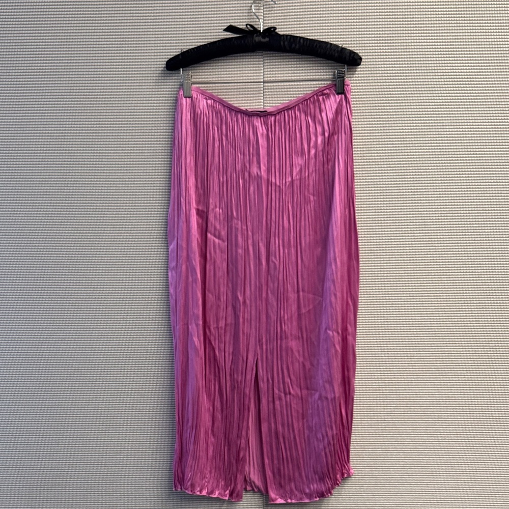 Vince Pleated Slip Skirt in Bright Magenta